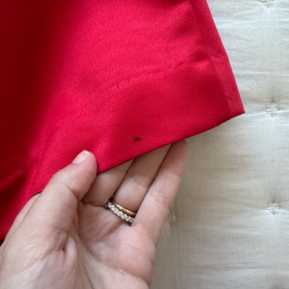House of CB London XS Adrienne Red Scarlet Strapless Gown Ruched - Picture 10 of 11